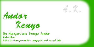 andor kenyo business card